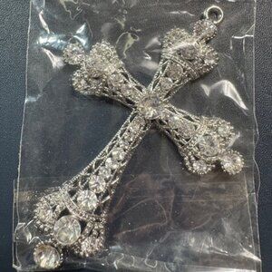 Rhinestone Filigree 4" Cross Pendant
